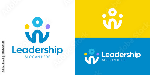 Creative simple Leadership logo template. Abstract people community, leadership, friendship family logo design vector illustration.