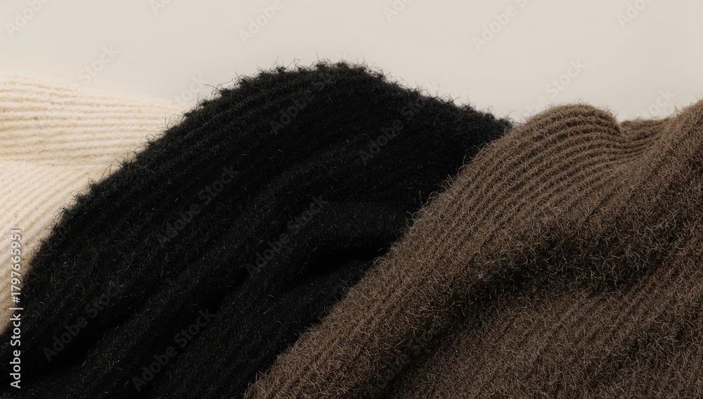 Fototapeta premium Warm knitted wool texture, ideal for winter apparel, seasonal change