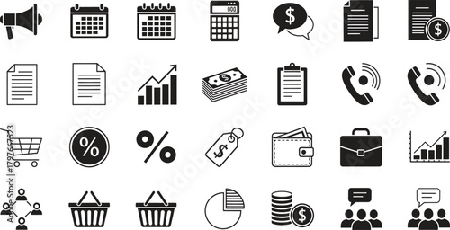 Business and Finance Icons Vector Illustration Set for Web and Design