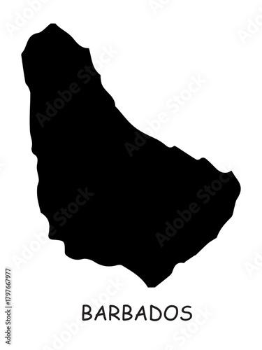 Barbados Island Silhouette Map