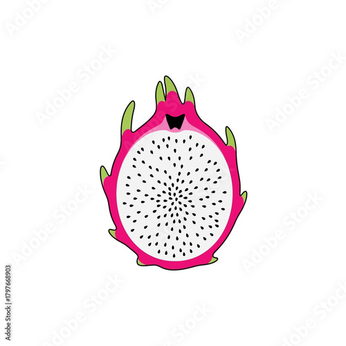 Vibrant Dragon Fruit Slice - A Tropical Delight.