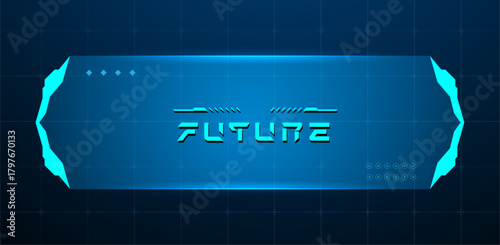 Blue technology box or futuristic callout title.