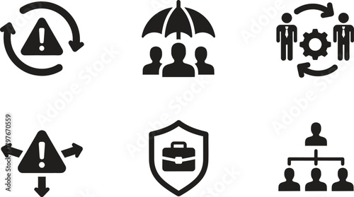 Business risk management and organizational structure vector icons illustration concept