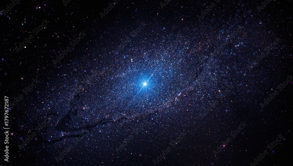 Fototapeta premium Blue and purple glitter on a dark background, decorative texture for visual design