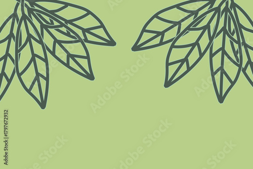 Muted abstract botanical leaf cluster — soothing soft green digital wallpaper (for decorative digital use only)