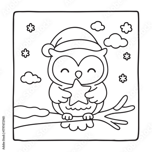 Happy Christmas Coloring Pages, Bold and Easy Cozy Winter Coloring Pages, Christmas Coloring Book Pages, Kids, Adults, Teens, Black and white Drawing, Line Art, Vector Illustration, bold and easy,