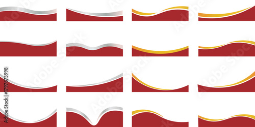 collection of silver, red gold line border ornaments. vector divider for poster, greeting card, brochure, banner, charter.