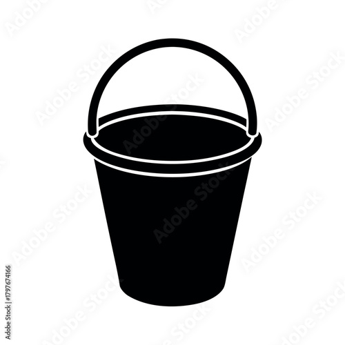 Bucket Minimalist Pail Symbol Black Silhouette Vector Illustration