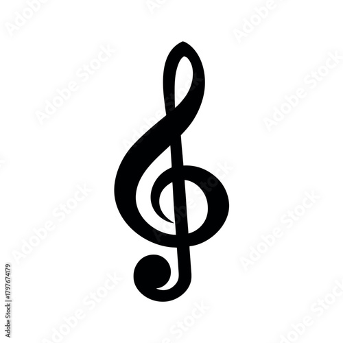 Treble Clef Symbol Black Silhouette Vector Illustration