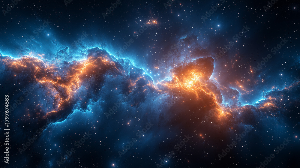 Obraz premium Stunning view of a colorful nebula in deep space illuminated by cosmic light ai, nebula, space, cosmic, stars, gases, universe, color, light, astronomical, celestial, deep, formation, swirling, vibran