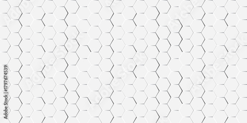 Abstract white hexagon geometric pattern background. Futuristic digital high-technology banner