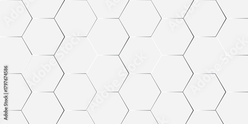 Abstract white hexagon geometric pattern background. Futuristic digital high-technology banner