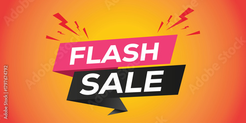 Flash sale ribbon banner vector