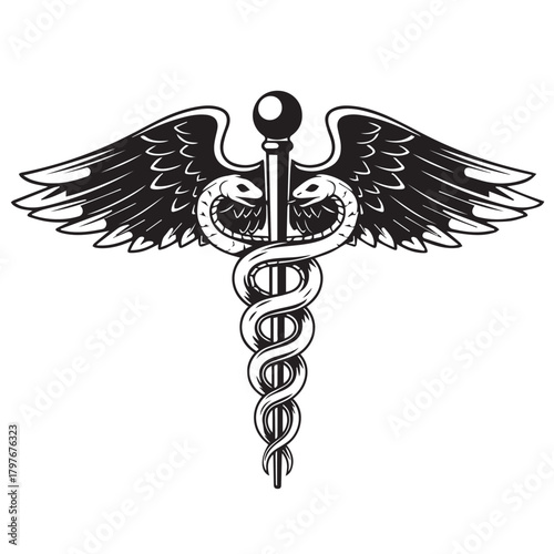 Medical sign, Medical symbol, Medical Snake Caduceus Logo, Caduceus sign, caduceus symbol, Snake medical icon Blue