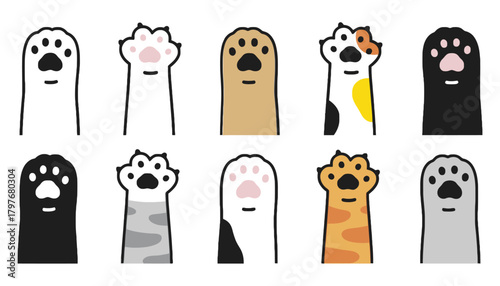 Cute cat paws vector illustration paw print design for pet shop