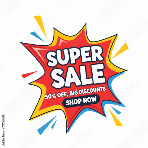 Sale label vector, Super sale label