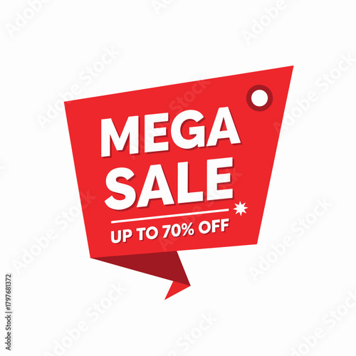 Mega sale Banner Up to 70% Off. Vectors illustration