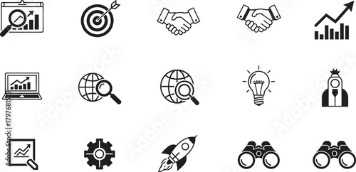 Set of business icons vector illustration for marketing and strategy