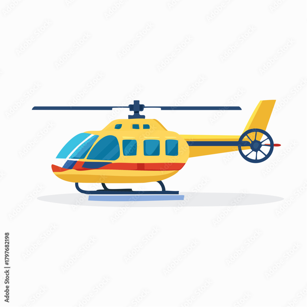Fototapeta premium Rescue Helicopter Flat Clean Vector Illustration