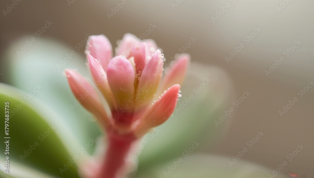 Fototapeta premium Close-up of Kalanchoe house plant, vibrant foliage detail, indoor greenery enhancement