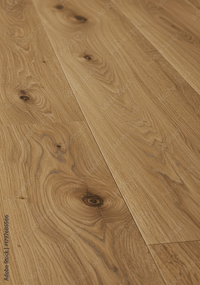 Fototapeta premium Close up texture shot of light brown oak hardwood flooring showing detailed grain patterns and natural imperfections ,hardwood ,natural ,close up