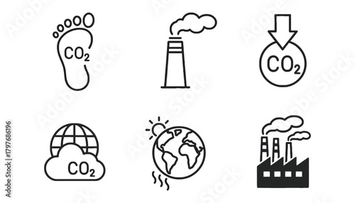 Carbon footprint and emissions reduction vector illustration