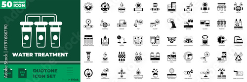 Water Treatment Duotone Editable Icons set