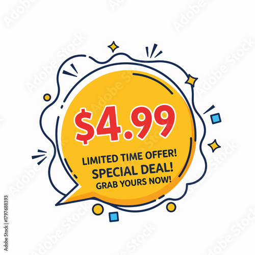Vector sale label $4.99 price tag 