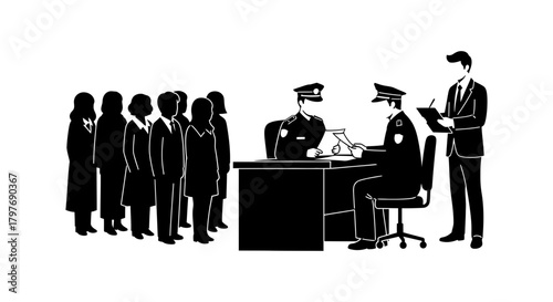 Police security immigration border control check point vector