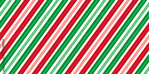 Peppermint candy cane Christmas background, diagonal stripes print seamless pattern.