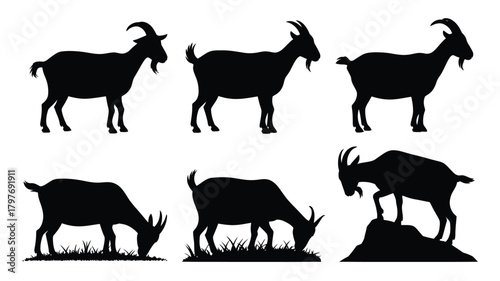 Elegant goat silhouette collection perfect for nature-inspired designs, branding projects, and adding a touch of rustic farm life to your creative work