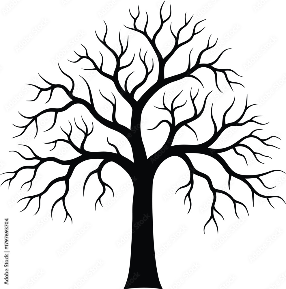 Obraz premium Isolated Illustration of a Dead or Dormant Tree