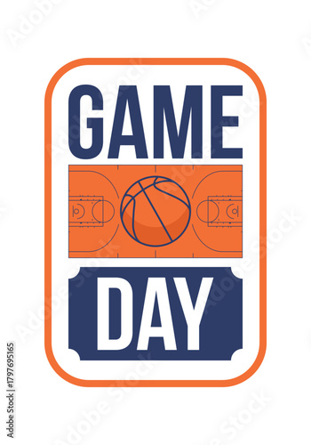 Game Day. Basketball playoff in March. Super sport party in United States. Final games of season tournament. Professional team championship. Ball for basketball. Sport poster. Vector