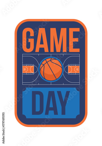 Game Day. Basketball playoff in March. Super sport party in United States. Final games of season tournament. Professional team championship. Ball for basketball. Sport poster. Vector