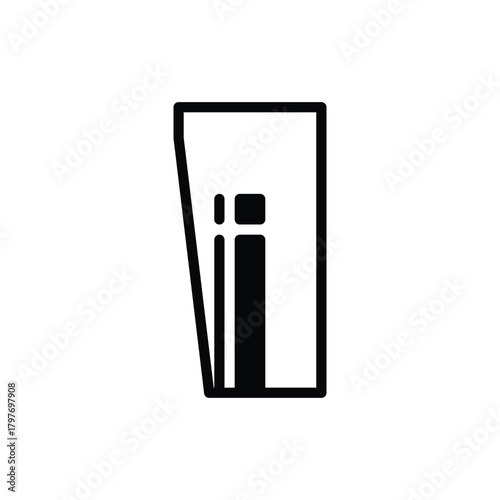 Minimalist Icon of a Tall Glass with Liquid. Soccer and Sport Line Icon. Isolated Vector Clip Art.