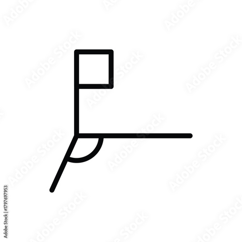 Simple Line Art Icon of a Corner Kick in Soccer. Soccer and Sport Line Icon. Isolated Vector Clip Art.