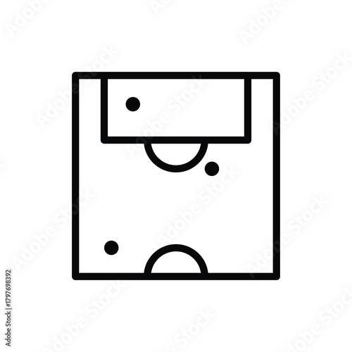 Simple Line Art Icon of a Soccer Field. Soccer and Sport Line Icon. Isolated Vector Clip Art.