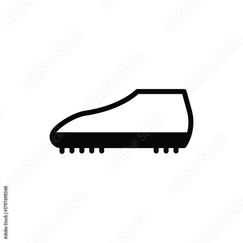 Simple Black Outline Icon of a Soccer Cleat Shoe. Soccer and Sport Line Icon. Isolated Vector Clip Art.
