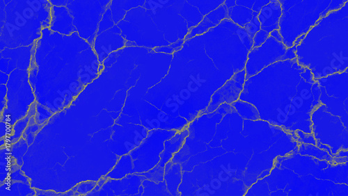 Vibrant blue marble texture with golden veins and cracked surface effect Vector, illustration.