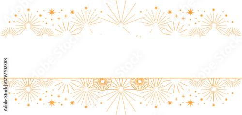 Orange fireworks and stars border design burst explosion