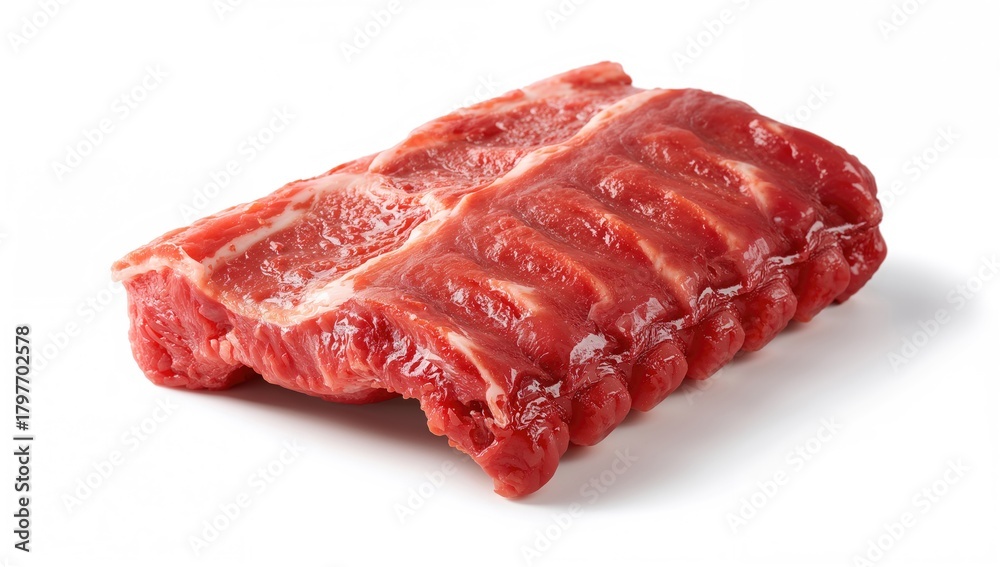 Fototapeta premium Fresh pork ribs isolated on a white background, protein-rich meal