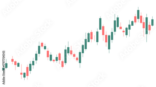 Stock market candlestick chart with up and down price movements, illustrating trading analytics and investment performance data.