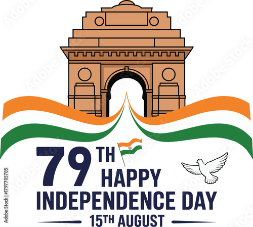 India s 79th happy independence day celebration with india gate and tricolor flags