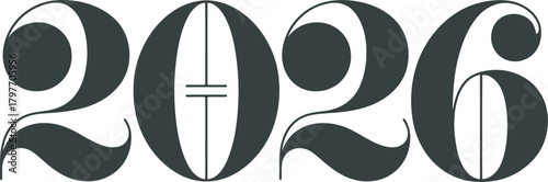 2026 numbers in dark gray stylized font year typography