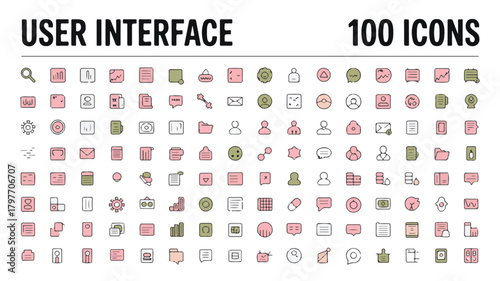 User Interface Icons Set with Search Mail Chat and User Symbols web design app design