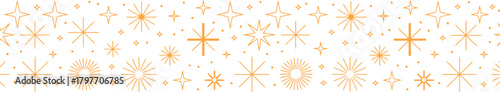Orange starburst and sparkle pattern on white background 1