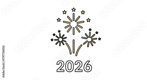 Stylized illustration of vibrant fireworks exploding across the night, celebrating a fresh start and the hopeful arrival of the year 2026