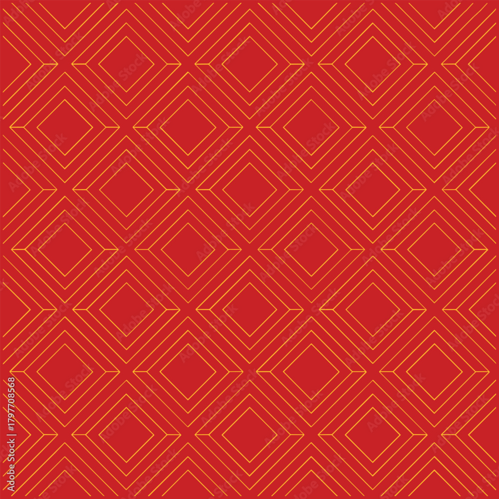 Fototapeta premium Red and Yellow Geometric Diamond Pattern Seamless Background vector illustration