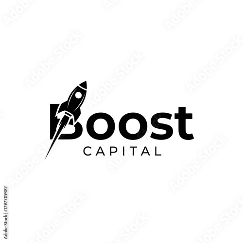 Boost Capital logo design featuring a dynamic rocket ship icon.