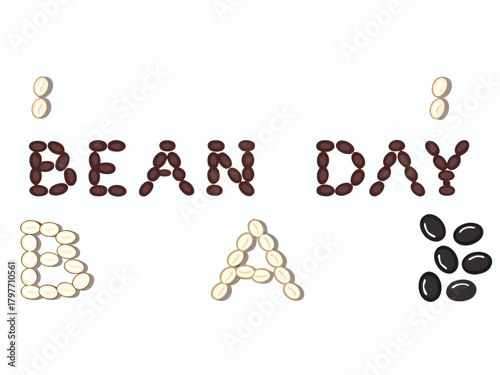 Creative Bean Day Celebration An Artistic Arrangement of Various Beans Spelling Out Bean Day on a White Background